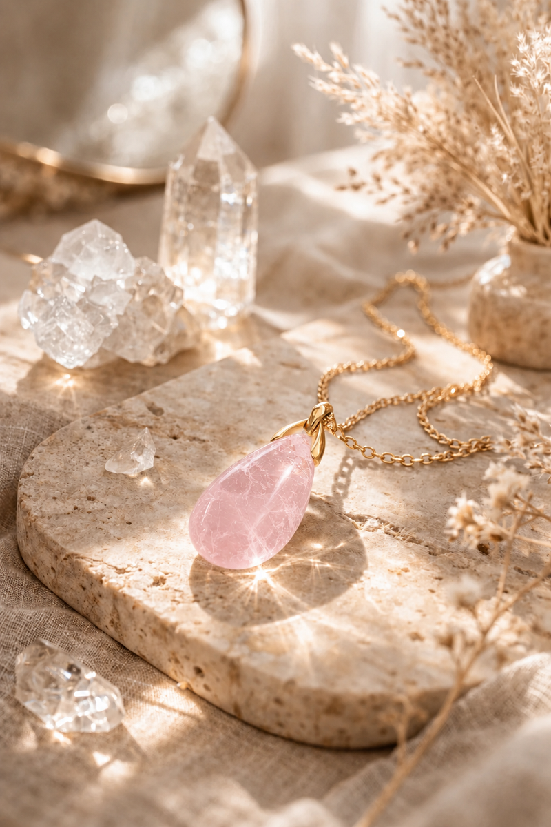 Collier Sautoir Quartz rose